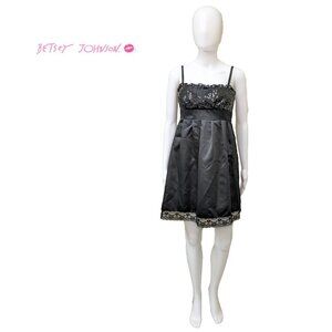 BETSEY JOHNSON Vint. Y2K Silk-Blend & Sequined Mini Cocktail Dress NWT